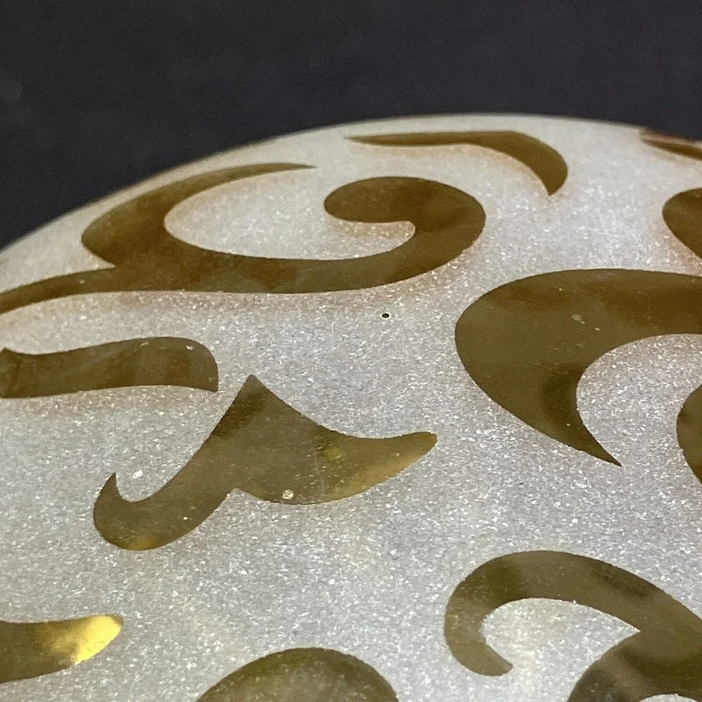 Large Swirls Frosted Glass Ornament Bulb /‎ Swirls / With Beaded Hanger